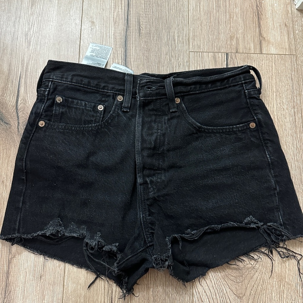 Levis 501 Black Denim Shorts